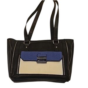 Nicole Miller bag black blue faux leather purse